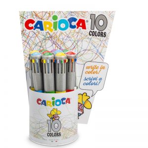 Pot de 12 stylos à bille 10 couleurs CARIOCA